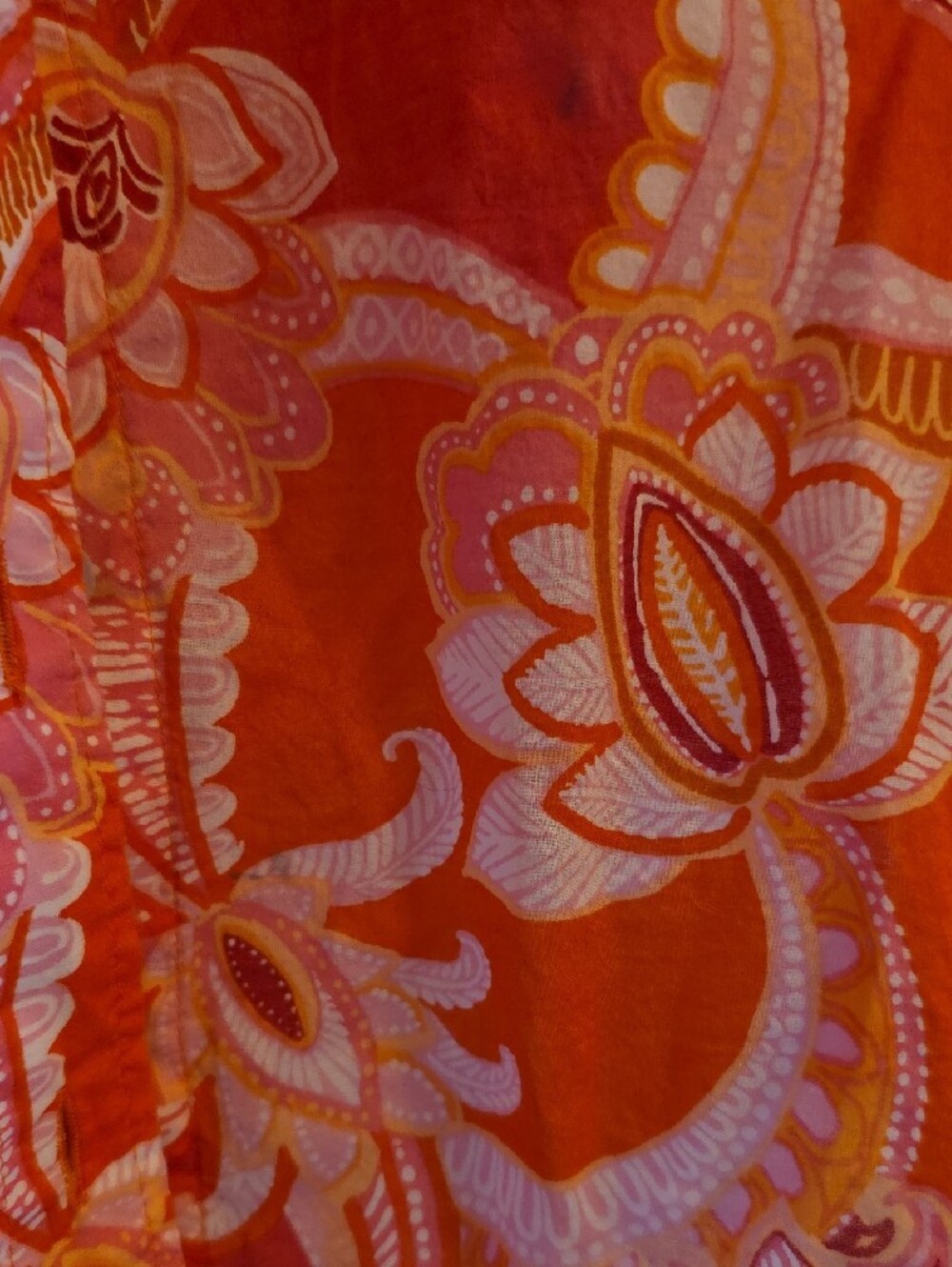 Talbots Orange and Pink Paisley Button-Front Shirt - Picture 3 of 5